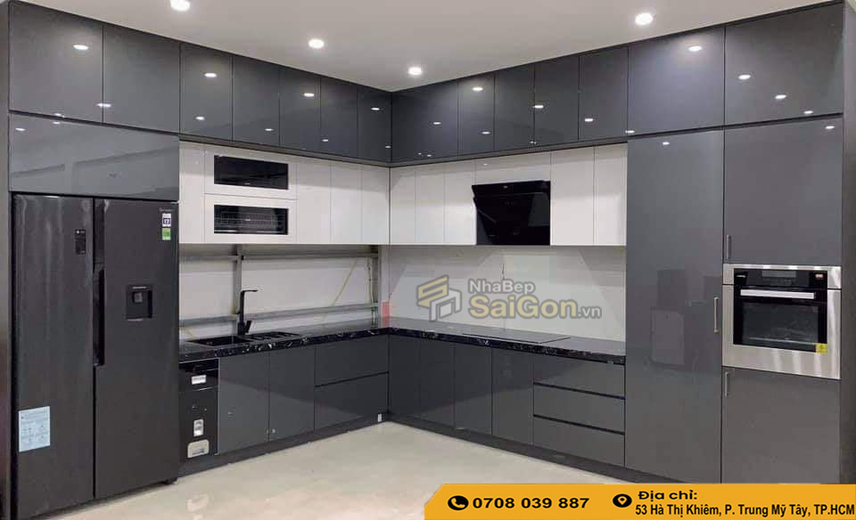 Mẫu tủ bếp nhựa chữ L