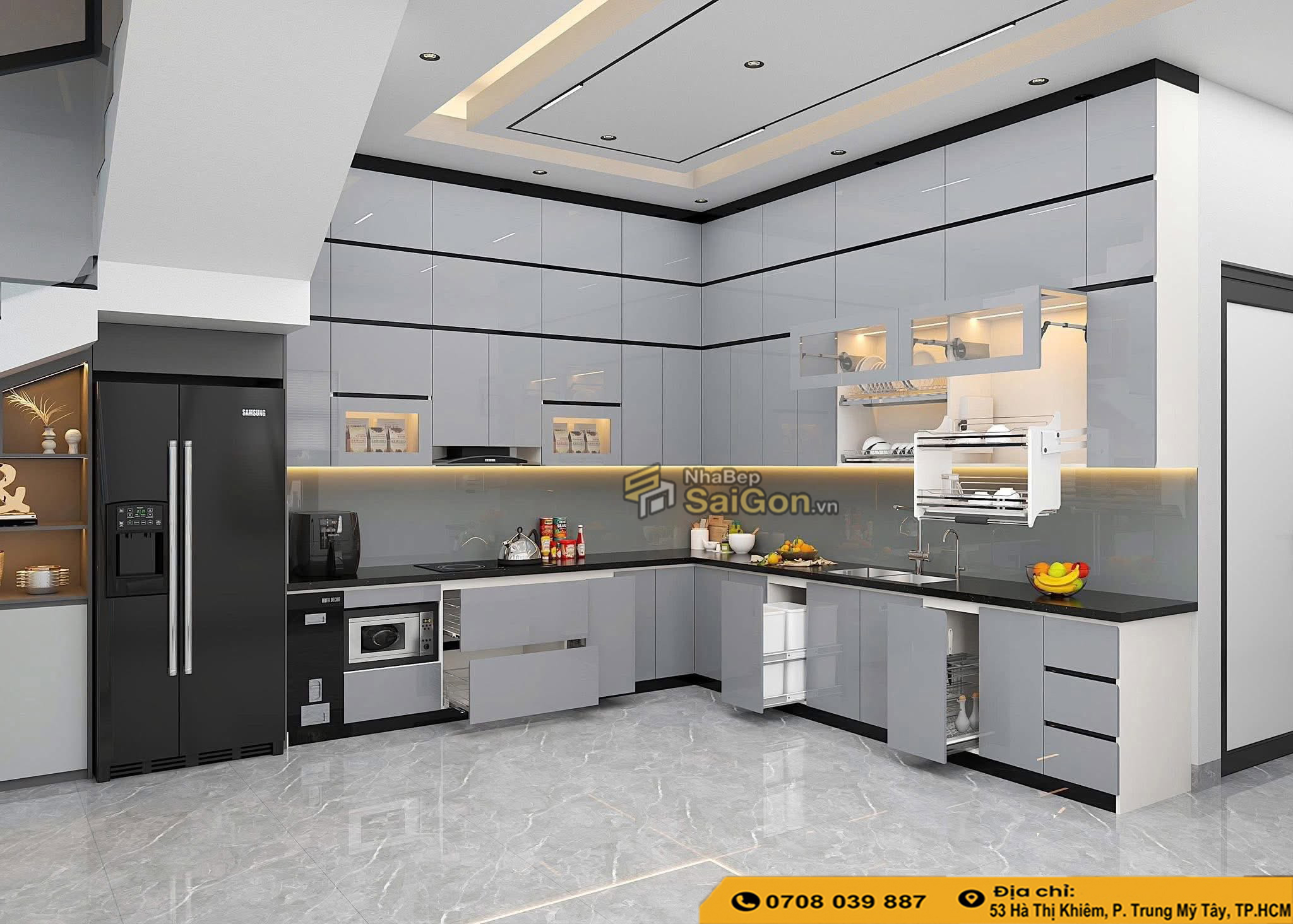 Mẫu tủ bếp nhựa đẹp 2026