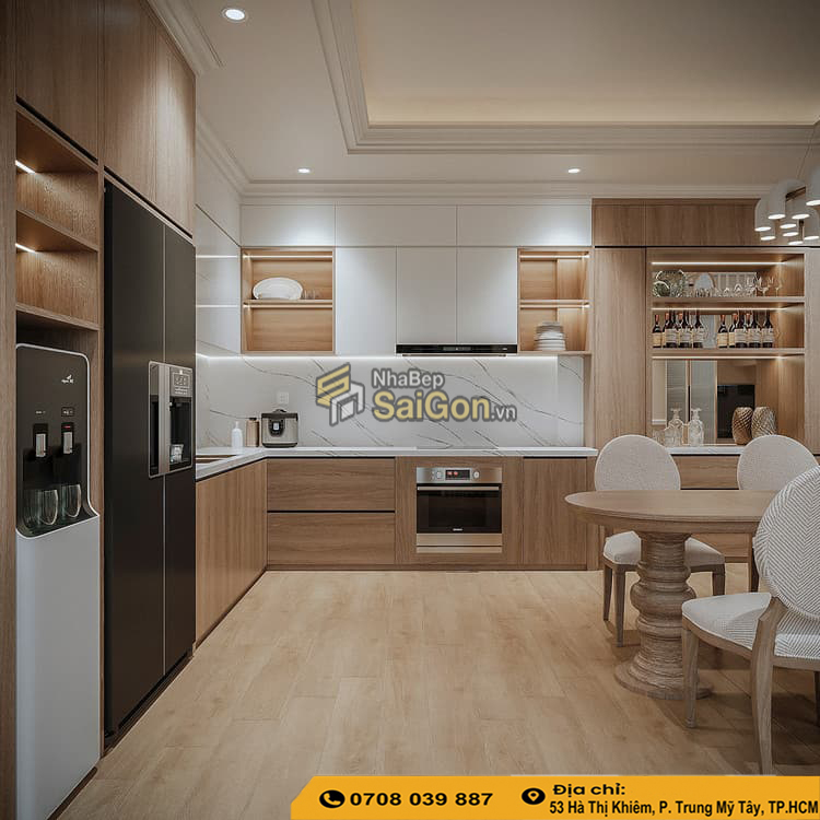 Mẫu tủ bếp chữ L