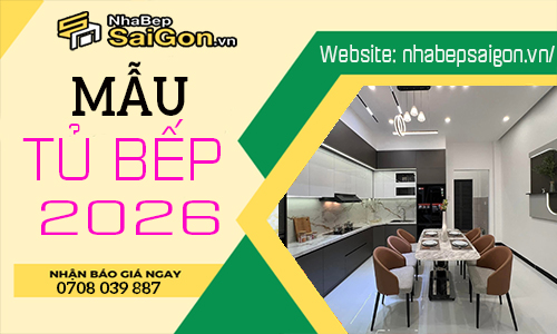 Mẫu tủ bếp nhựa đẹp 2026