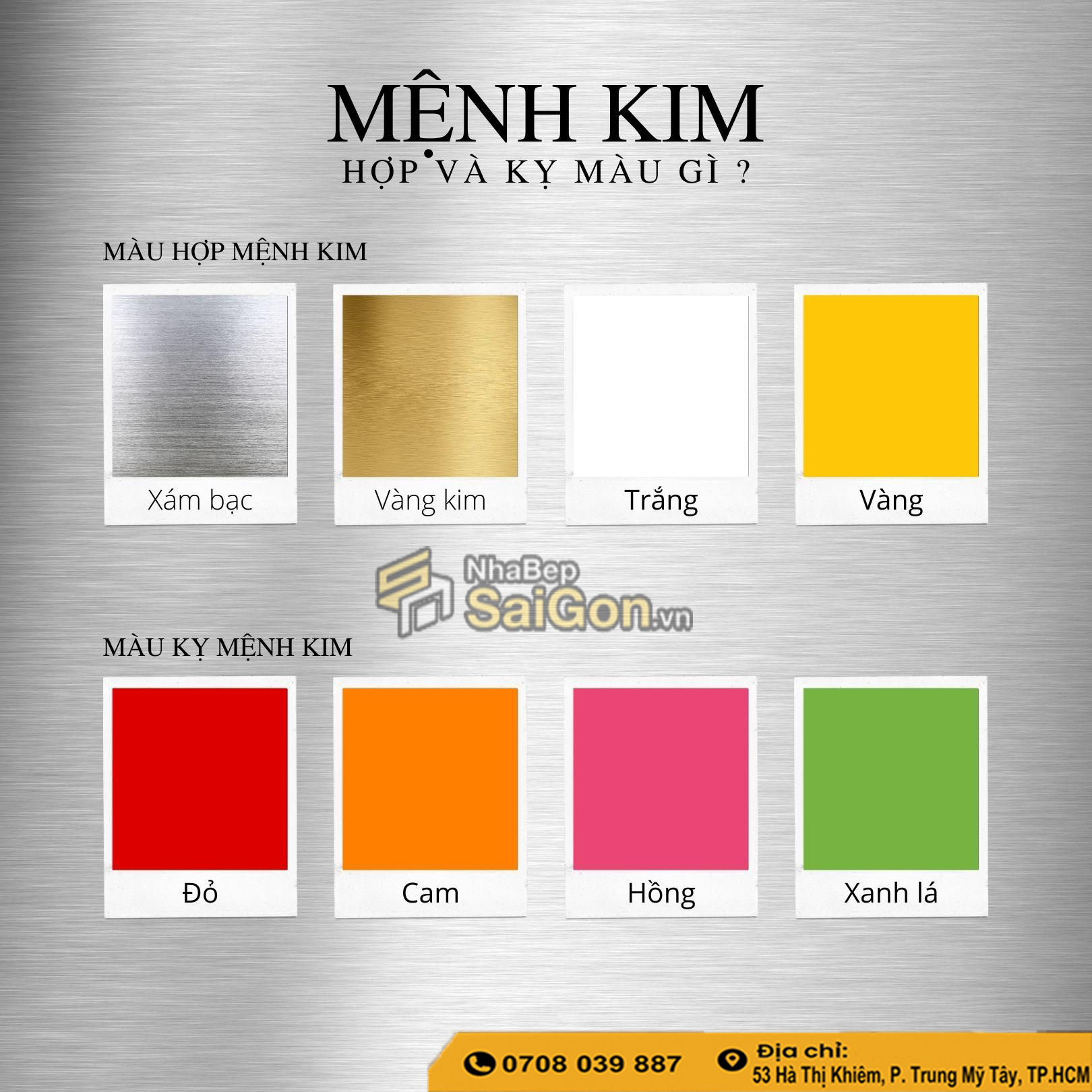 Màu tủ bếp hợp mệnh kim