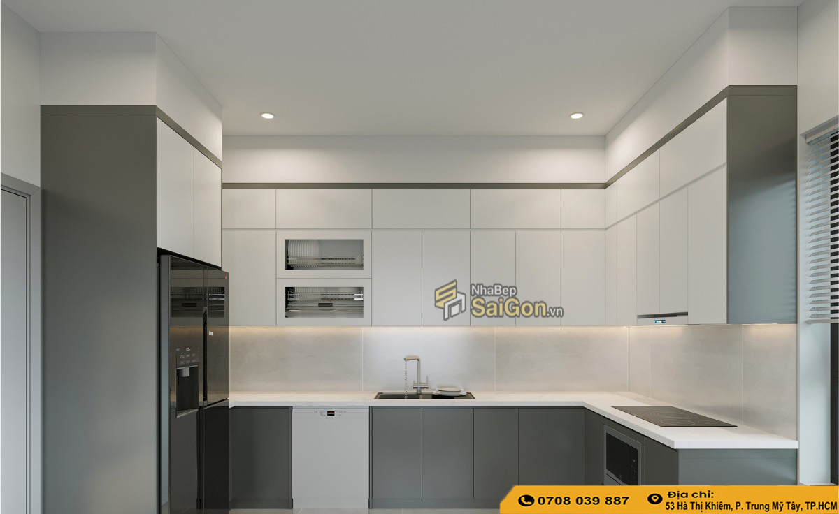 Mẫu tủ bếp chữ L