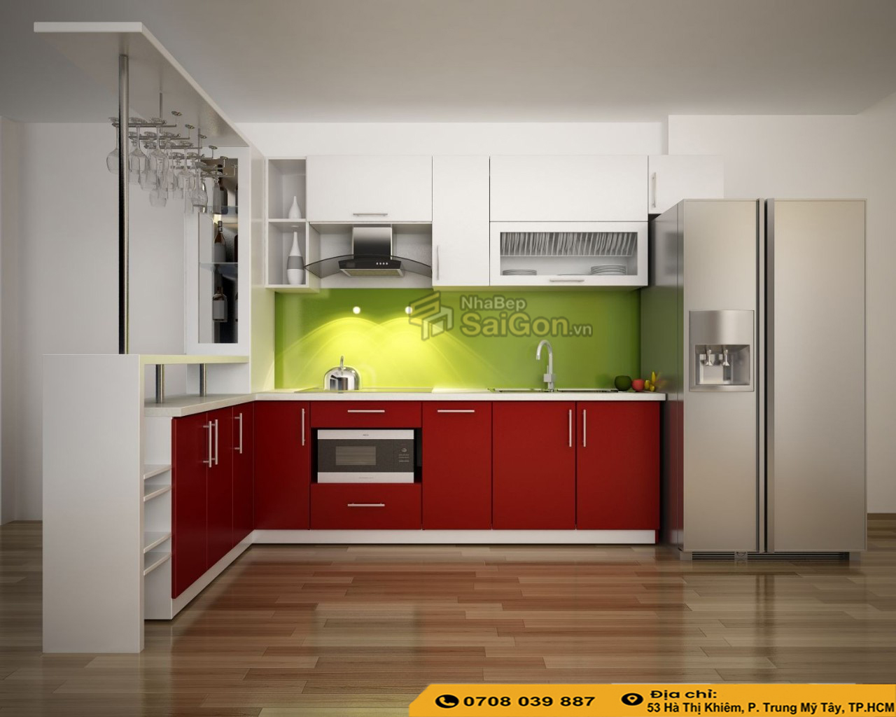Mẫu tủ bếp nhựa chữ L