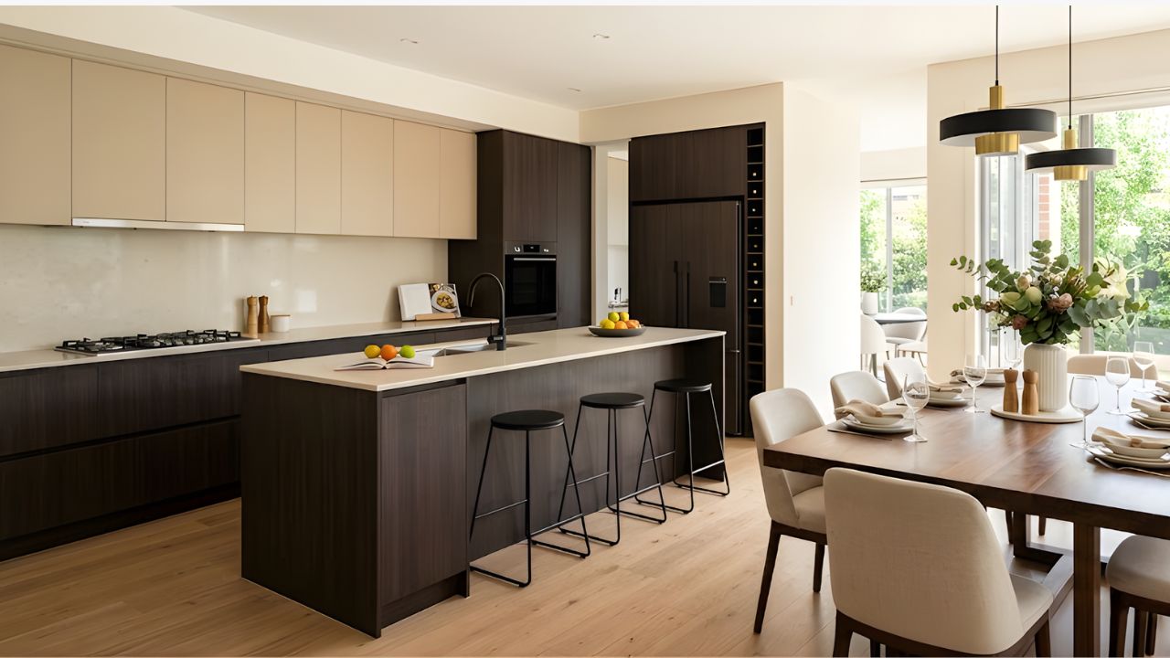 Tủ bếp 2 tông màu hiện đại