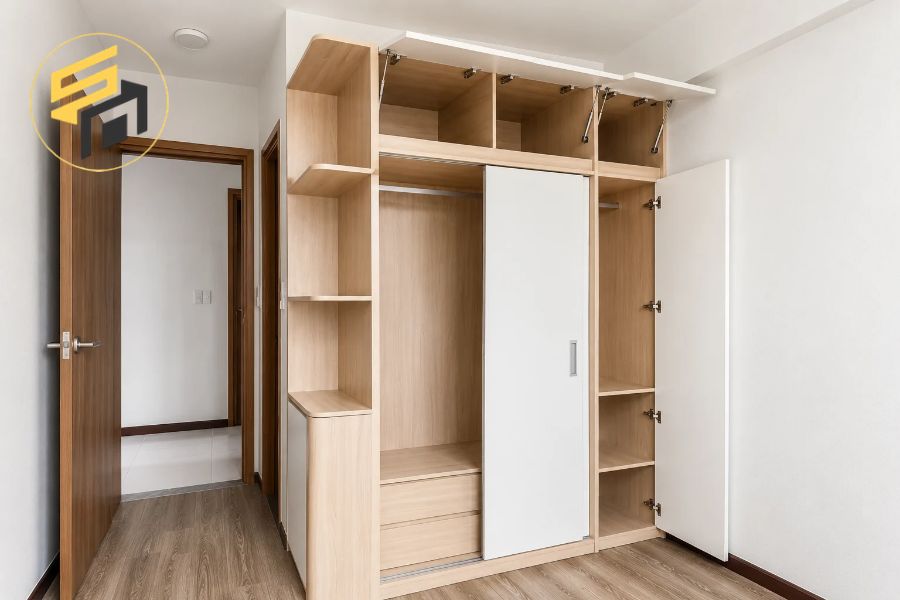 Dự án nội thất căn hộ hiện đại ván mdf chống ẩm ba thanh