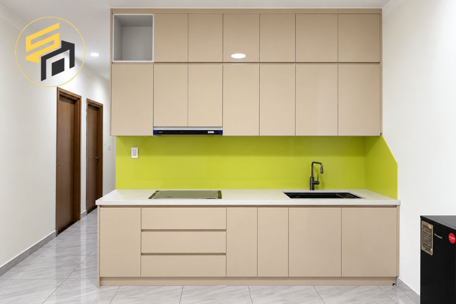 Dự Án Tủ Bếp Chữ I Nhựa PVC Đẹp Chung Cư Tham Lương Q12 