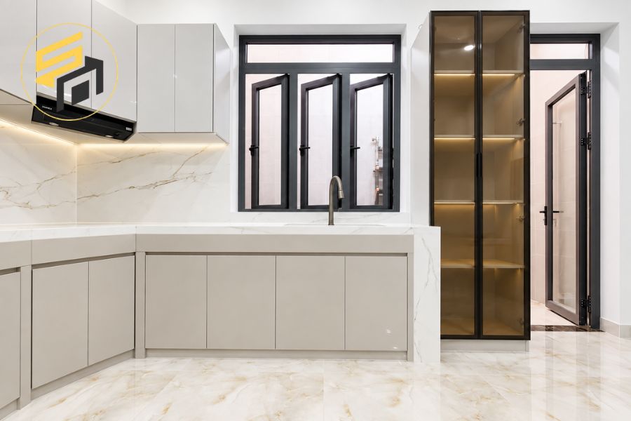 Dự Án Tủ Bếp Nhựa PVC Cánh Acrylic Đẹp Của Anh Minh Tại Long An