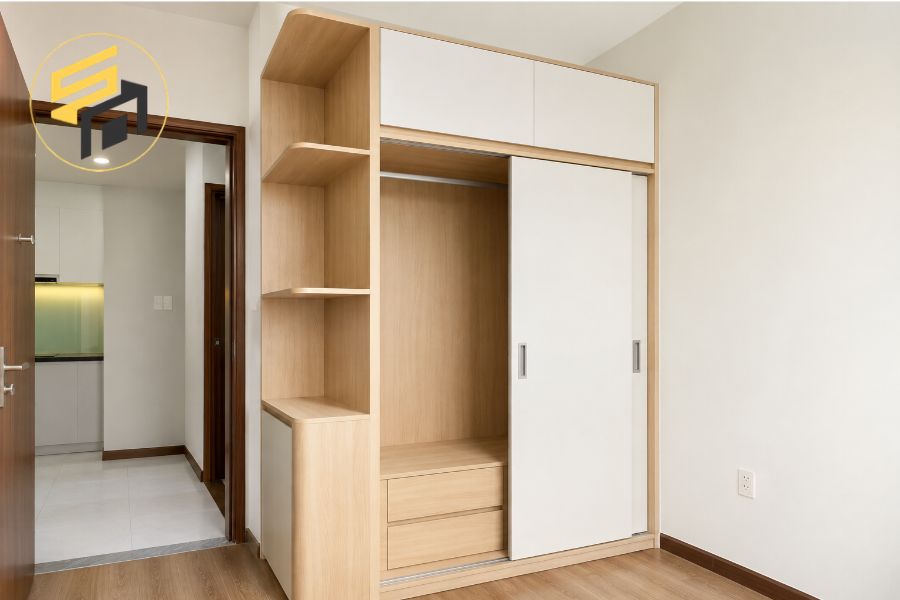 Dự án nội thất căn hộ hiện đại ván mdf chống ẩm ba thanh